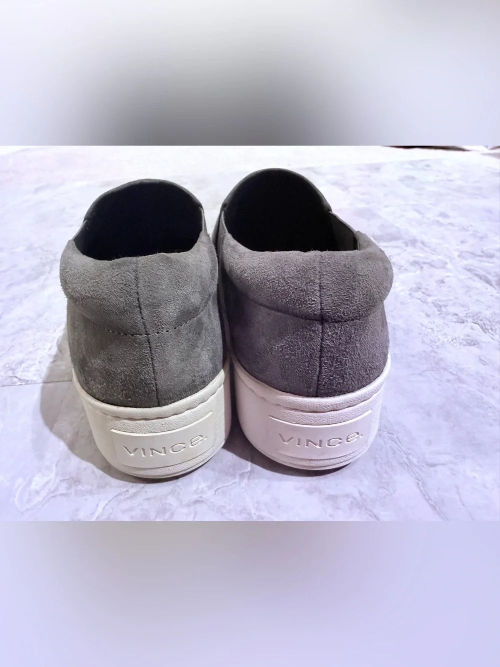 Vince Warren Grey Suede Platform Slip On Sneakers Loafers Womens Size 6.5